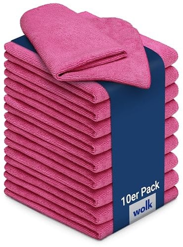 wolk Mikrofasertücher - 10 Stück - Größe: 40 x 40 cm - Farbe: rot - Material: Polyester/Polyamid - Lappen, Reinigungstücher, Putztücher - Bad, Kuche, Gastronomie