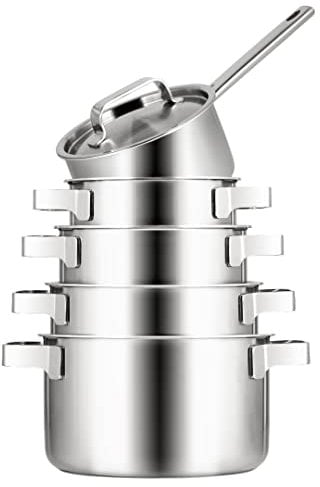 Sola Ruby Topfset 5-Teilig, Kochtopf set mit Deckel - 18/10 Hochglänzendem Edelstahl - Kochgeschirr Set - Für alle Induktion Herdarten - Induktions-Pfannenset - Spülmaschinenfest