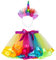 Hifot Einhorn Kostüm Prinzessin Set 2 Stück，Regenbogen Tutu Rock Mädchen Kostüm Tüllrock,Einhorn Haarreif für Mädchen für Unicorn Cosplay Kindergeburtstag Karneval