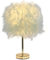 Weiße Feder-Tischlampe, Nachttischlampe mit goldenem Sockel, Feder-Tischleuchte, Schreibtisch-Lampenschirm für Schlafzimmer, Heimdekoration, Fotografie-Requisiten
