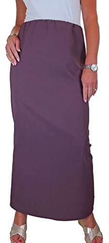 icecoolfashion Women's Elasticated Waist Maxi Skirt Ladies Smart Elegant Full Length Straight Skirt Wine Red 10-22 (14)