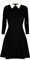Gum & Berries Girls Collar Swing Dress Long Sleeves Flare Franki A Line Midi Skater Dresses Kids Uniform Top Black 13-14 Years