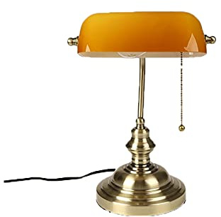 shengyi Bankers Table Lamp Retro Industrial Classical E27 Glass lampshade Cover Switch Desk Lights for Bedroom Study Reading Desk Lights for Office