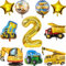 Kiwochy Bagger Geburtstag Deko 2 Jahre Traktor 2 Jahre Junge Deko 2 Geburtstag Junge Trecker Traktor Luftballon Baustelle Geburtstag Party Deko Truck Happy Birthday Folienballons für Junge Bagger Deko