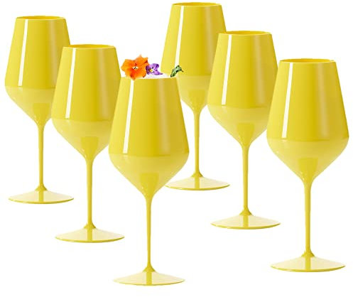 Doimoflair Bicchieri da vino in plastica, infrangibili, 47 cl. (giallo)