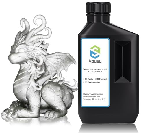 YOUSU 3D Druckerharz, 405 nm UV Schnellhärtendes Harz, für LCD DLP 3D Druck, mit Metallglitzer versetzt, zeigt in einem bestimmten Winkel metallischen Glanz, Resin Silber,1 kg