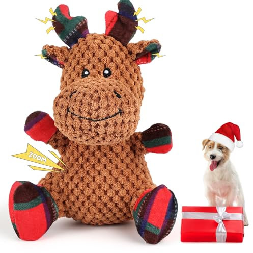 FWLWTWSS Hundespielzeug Quietschend, Elch Weihnachten, für Kleine Hunde, Interaktives Waschbares Spielzeug für Klein Mittel Hunde und Welpen