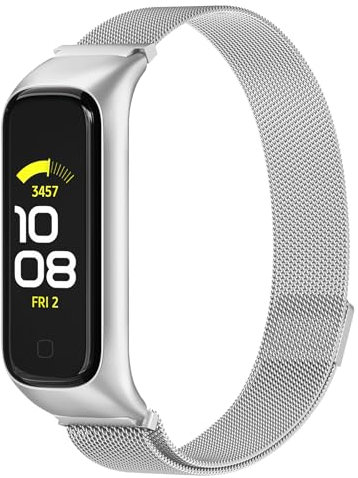 Vancle Armband für Samsung Galaxy Fit 2 Armband für Damen Herren, Magnetisch Metall Edelstahl Ersatzarmband Verstellbar Sport Uhrenarmband für Samsung Galaxy Fit 2, Silber