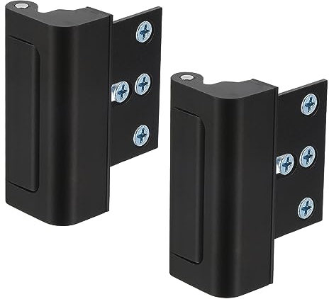 sourcing map 2 Pack Home Security Door Lock, Door Reinforcement Lock 3 Inch Stop Withstand 800lbs, Front Doors Kick in Security Protector for Inward Swinging Doors, Black