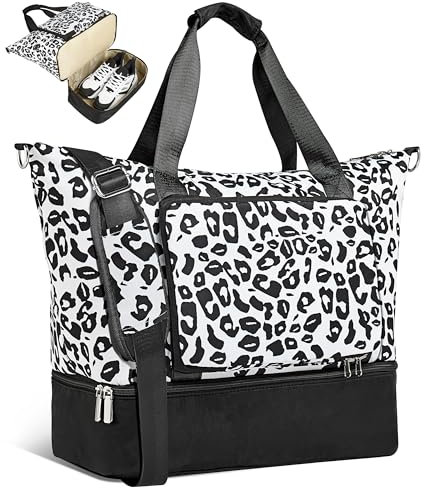 UNIQUEBELLA Reisetasche Damen Sporttasche Groß, Faltbare Handgepäck Tasche Weekender Bag - Reise Duffel Bags für Wochenendausflug, Schwimmen, Yoga und Sauna, Sports Reise Gym Flugzeug