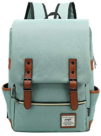 Youyu77 Rucksäcke Für Schule Groß Outdoor-Men 14 '' 16 '' Retro-Leinwand Frauen Fashion-Rucksack Rucksack Kinderrucksack mit Feuerwehrmotiv (Green, 14寸)