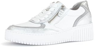 Gabor Damen Low-Top Sneaker, Frauen Halbschuhe,Wechselfußbett,Best Fitting,Freizeitschuhe,Laufschuhe,schnürer,Weiss/grau-Kombi,40 EU / 6.5 UK