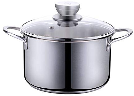 OQHAIR Olla con Tapa de Vidrio, Acero Inoxidable, conducción de Calor rápida (21 * 18 cm)