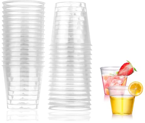 GNHG Pack de 50 Vasos de Chupito de Plástico, Vasos de Chupito de 30ml, Vasos de Plástico Reutilizables para Cumpleaños, Barbacoas, Bodas, Navidad y Fiestas