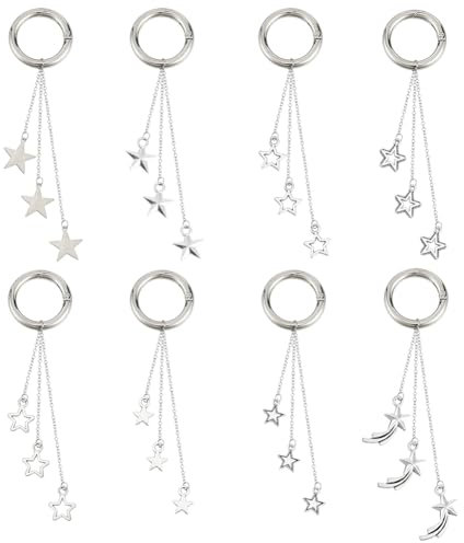 GOMAKERER 16 Stück 8 Stück Stern-Quasten-Schuhanhänger, Antik Silber Fünf-Sterne-Schuhanhänger Kette Schuhanhänger Mit Federring Für Schuhdekoration Halloween-Ornamente