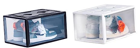 PRETYZOOM 1pezzi Scatola Trasparente Per Scarpe Plastica Stabile Contenitore Per Calzature Da Casa Design Ergonomico Per Facile Accesso Nero