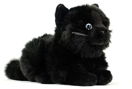 Tiny Heart Peluche Chat Noir Jouet en Peluche de Chat Noir réaliste Bel Animal Cadeaux Mignons et Doux pour Enfants garçons et Filles Éducatif interactif Confortable 8” B2