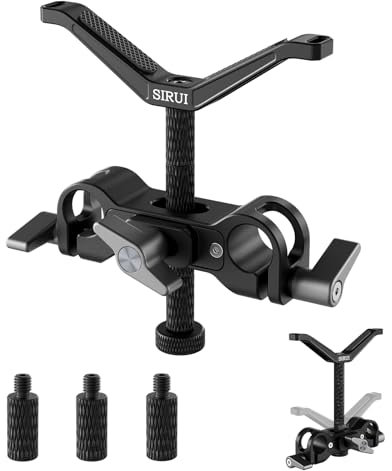 SIRUI Camera Lens Support, Universal 15mm Rail Telephoto Long Lens Support Bracket with Vertical and Horizontal Adjustment, 3 Extension Rods Lens Holder for DSLR Camera Shoulder Rig, AM-LB35