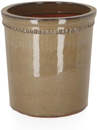 Rivanto® Blumentopf groß glasiert grau Ø 25 x H25 cm Pflanztopf Keramik Terracotta
