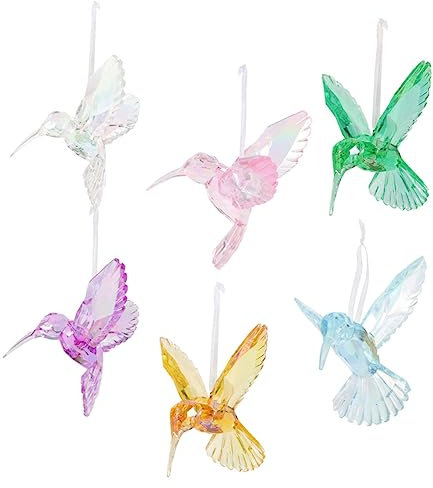 6 Stück Acryl Kristall Anhänger Vogel Dekoration zum Aufhängen