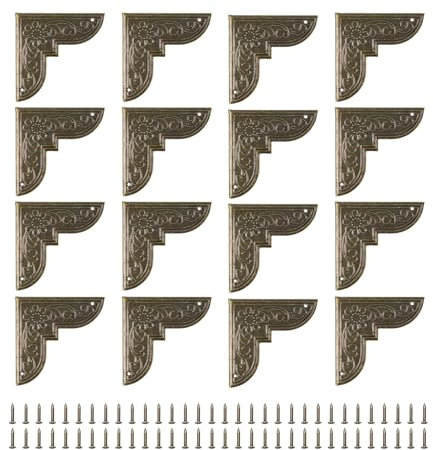 sourcing map 16pcs Vintage Corner Protector 2x2x0.4 Decorative Metal Edge Corner Protectors Brackets with Mounting Nails for Box Wooden Case Chest Table Desk Bronze
