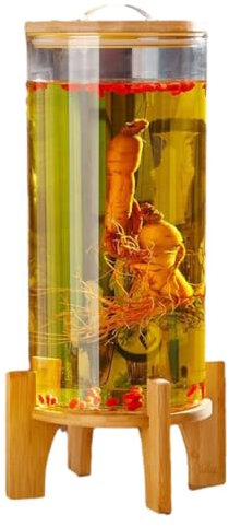 Dispensador De Bebidas De 15 L para Fiestas con Grifo De Acero Inoxidable A Prueba De Fugas, Jarra De Agua De Vidrio Transparente para Bebidas Frías Y Calientes, para Fiestas, Hogar, Bar, Boda,15L