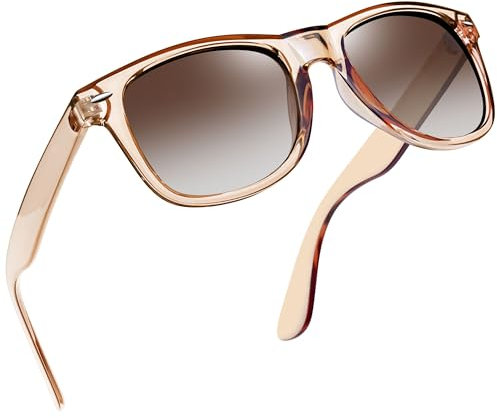 Joopin Square Polarised Sunglasses for Men Women UV Protection Unisex Retro Brown Sunglasses Man for Driving Hiking Fishing Sports (Clear Brown Frame)