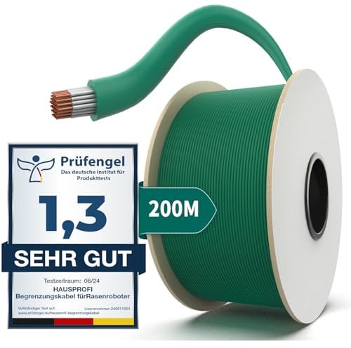 200M Universal Begrenzungskabel für Mähroboter, HAUSPROFI Begrenzungskabel für Rasenmäher - Begrenzungsdraht Suchkabel Leitkabel aus verzinntem Kupfer - Rasenroboter Zubehör - Ø2,7mm (200M)