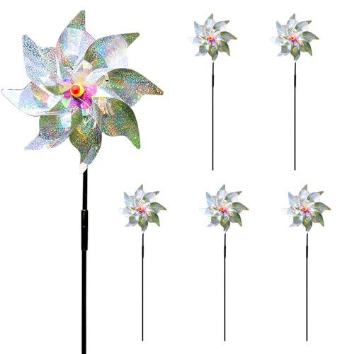 BRISKORE Lot de 6 moulins à vent pour balcon - 40 cm - Protection contre les pigeons - Pour balcon - Pour l'extérieur - Pour balcon - Répulsif contre les oiseaux