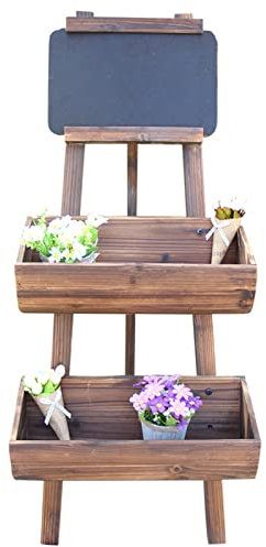 YXFAZPP Pflanzenständer aus Holz, Leiterregal für den Innen- und Außenbereich mit Tafel, Gartenständer, Pflanzgefäß, Blumenregal