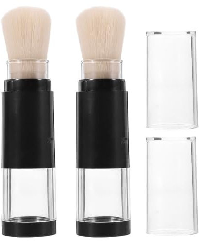 Healeved Lot de 2 pinceaux à poudre rechargeables - Pinceau à poudre pressé rétractable avec flacon de rechargeable - Pinceau à rousser de voyage avec flacon e