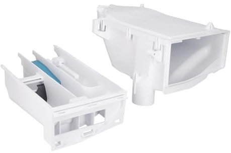 ensipart Waschmittelkasten komplett mit Schublade kompatibel mit gorenje 865319 weiße Einspülschale mit Gehäuse für Waschmaschine