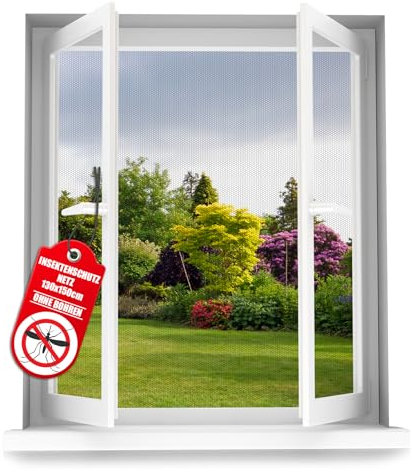 BigDean Fliegengitter Fenster für Fenster bis 130x150cm effektiver Insektenschutz ohne Bohren & einfach zuschneidbar
