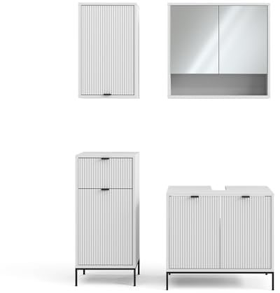 Vicco Badmöbel-Set Eliza, Badezimmerschrank-Set, Weiß, 4 Teile