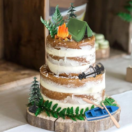 Roaring Good Time Camp Deco Camping Kuchen Dekoration Lagerfeuer Kanu Baum Dekoration Camping geburtstagstorte für Sommer Camping Picknick Wandern Abenteuer Party