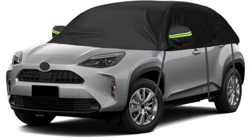 Opaltool Halbgarage für Toyota Yaris Cross XP210 2020-2024, Schwarz Maßgeschneidertes Autogarage Softtop Halbabdeckung mit Verstellbaren Haken und Ohrkappen