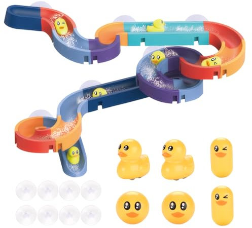 Badewannenspielzeug 34 Stück, Badespielzeug ab 3 Jahr, DIY Kugelbahn Wasserspielzeug mit Saugnäpfen, Badewannen Spielzeug Kinder, Badespaß Geschenk für Mädchen und Jungen ab 3 4 5 6 Jahre