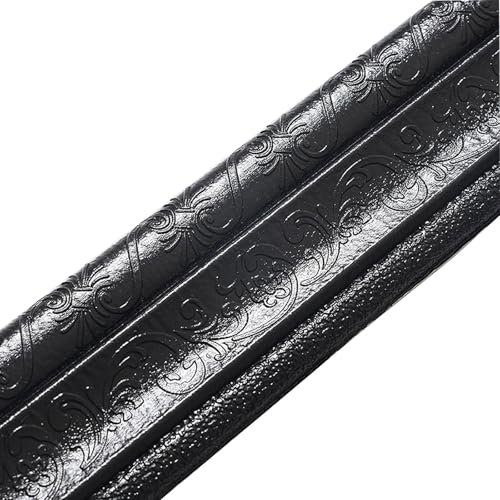 ACESOME Zierleisten Selbstklebend, 2.3m x 8 cm XPE Selbstklebende Zierleiste Bordüre Selbstklebend, Stuckleisten Wand Leisten, Tapetenbordüre Deckenleisten für Flur, Decke, Ecke, Linie (Schwarz)