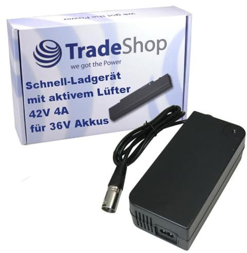 Trade-Shop Netzteil Ladegerät Ladekabel 42V 4A für 36V Akkus mit 18,5mm x 15,5mm 3pin XLR Anschluss Stecker für E-Bike Pedelec ersetzt HP1202L3