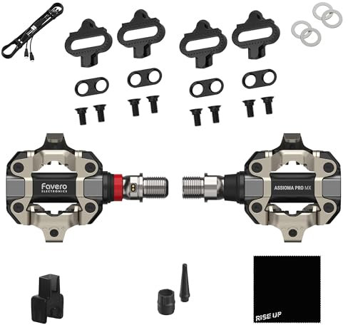 Favero Assioma PRO MX-1, Single-Sensing Side Pedal Based Cycling MTB Power Meter with Extra Cleats, MTB-Compatible SPD Cleats, Bluetooth and ANT+ Connectivity for Cycling GPS Computers & Smartphones