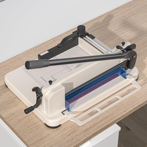 BreeRainz A4 Professioneller Papierschneider, Maximal 444 Blatt/4cm Papier Schneidemaschine, mit Ultrascharfer HSS Klinge, Doppelter Fixierung & Doppelter Sicherheit, für Präzises & Sicheres Schneiden