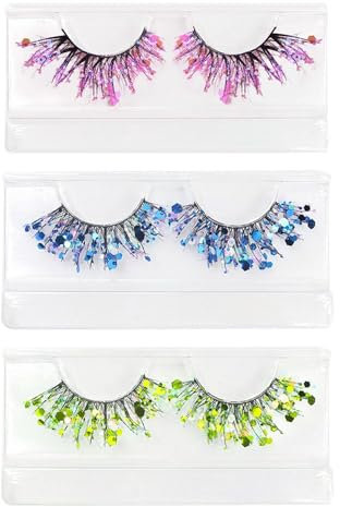 3 Paires De Faux Cils À Paillettes, Créatifs Et À La Mode, Les Cils Brillants Épais Brillants Pour Femmes, La Décoration De Performance Masquée, Les Accessoires De Beauté De Vêtements.