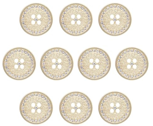 ftiemlovde 4 Loch 10 Knöpfe Gold mit Strass für Strickjacke (A10G 20 mm)