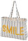 Große Strandtasche mit LOVE oder SMILE Schriftzug Gestreiftes Design, 70x37x49 cm extra groß (Gelb)