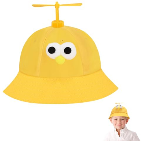 YUEXNKO Kinder Sonnenhut, Gelb Helikopter Mütze, Kinder Propeller Mütze, Helikopter Cap, Lustige Hubschrauber Kappe, Propeller Mützes, Propellers Hut, Cute Bucket Hat, Sommerhut Kinders