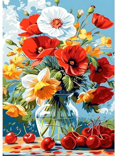 QQYRHN 5D Mohn Diamond Painting Kit für Erwachsene Anfänger Bunte Blumen Diamant Kunst Kits Vollständiges DIY Blumen Diamantstickerei-Set Perfekt zur Entspannung und Dekoration 30x40 cm