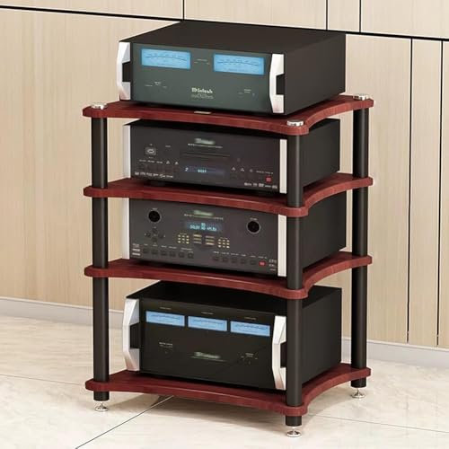 MegLob AV -Medienstand, Freistehende Spielekonsole -Rack, Professionelles Videospiel -Konsolenregal, Audio -Video -Eckregal, Eckspiel -Konsolen -Center -Regal,Walnut 60 * 48 * 85cm