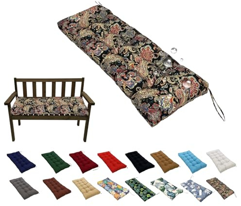 NIDSNID Sitzauflagen GartenmöBel,130x50cm wasserdichte Sitzkissen Outdoor (8 cm Dick),Kissen Outdoor,Sitzpolster Bank Polster FüR Sitzbank Gartenbank Und Paletten Bankkissen Indoor (Schwarze Blätter)