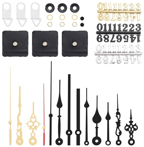 Agmoctz 3Pcs Long Shaft Quartz Clock Movement Mechanism with 5 Pairs Hands and Numerals Kit DIY Clock Parts Replacement 31mm