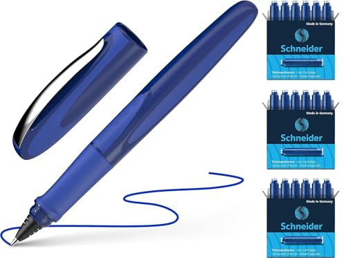 Schneider 187807 Ray Tintenroller (Nachfüllbar mit Standard Tintenpatronen, geeignet für Rechts- und Linkshänder) (Roller inkl. 18 Patronen, space blue)